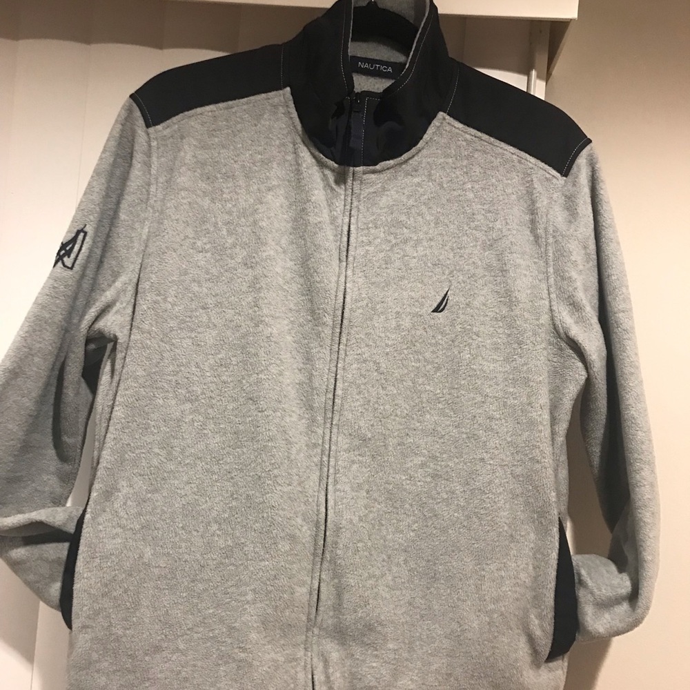 Nautica men’s fleece zip up, light grey, size S